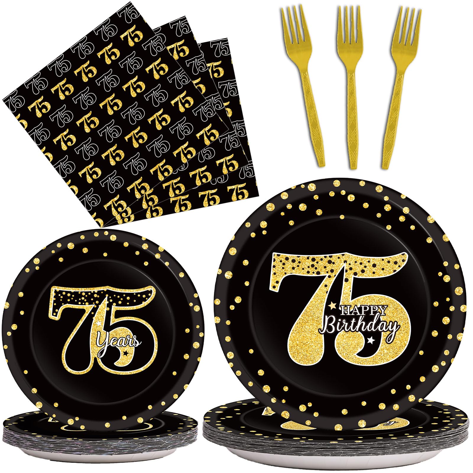 ZOIIWA 200 Pcs 75th Birthday Party Supplies Tableware - tableware | Mubboo