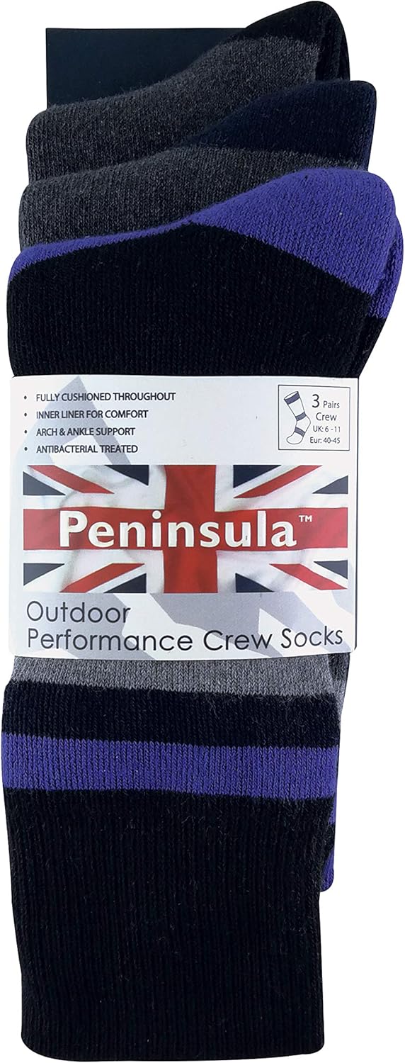 3 Pack Mens Cushion Padded Double Layer Anti Blister Liner Socks for Hiking