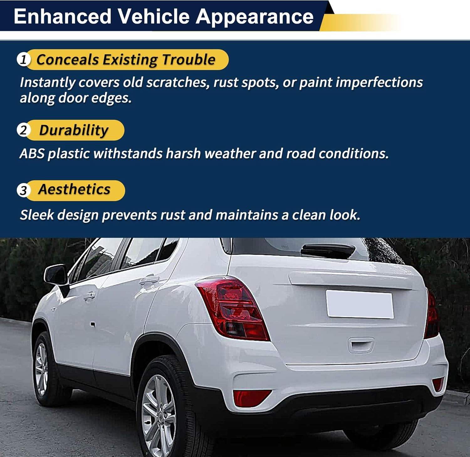 1 Pcs Door Side Lower Trim No.95275365 Door Side Garnish Trim for Buick Encore 1.4L 2020-2022 for Chevrolet Trax 1.4L 2015-2021 Black ABS Plastic