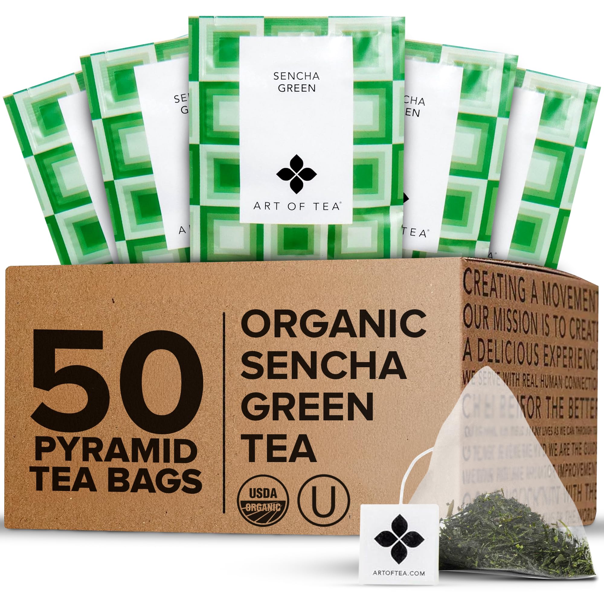 Amazon.com : Art of Tea | Organic Sencha Green Tea Bags | 50