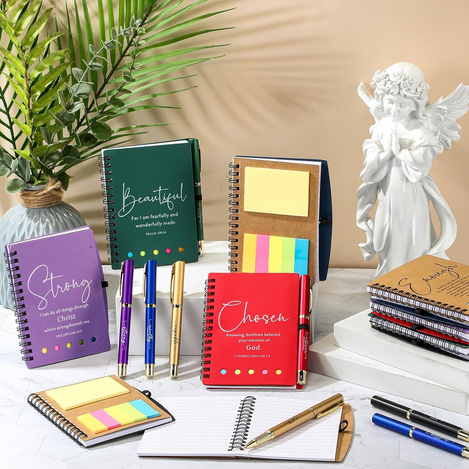 Kosiz 24 Pcs Christian Notebooks Bulk Mother's Day Christian Gifts for Women Prayer Journals Notepads with Religious Pens for Church Members Woman Men Families Bible Study Groups 2026 Planner