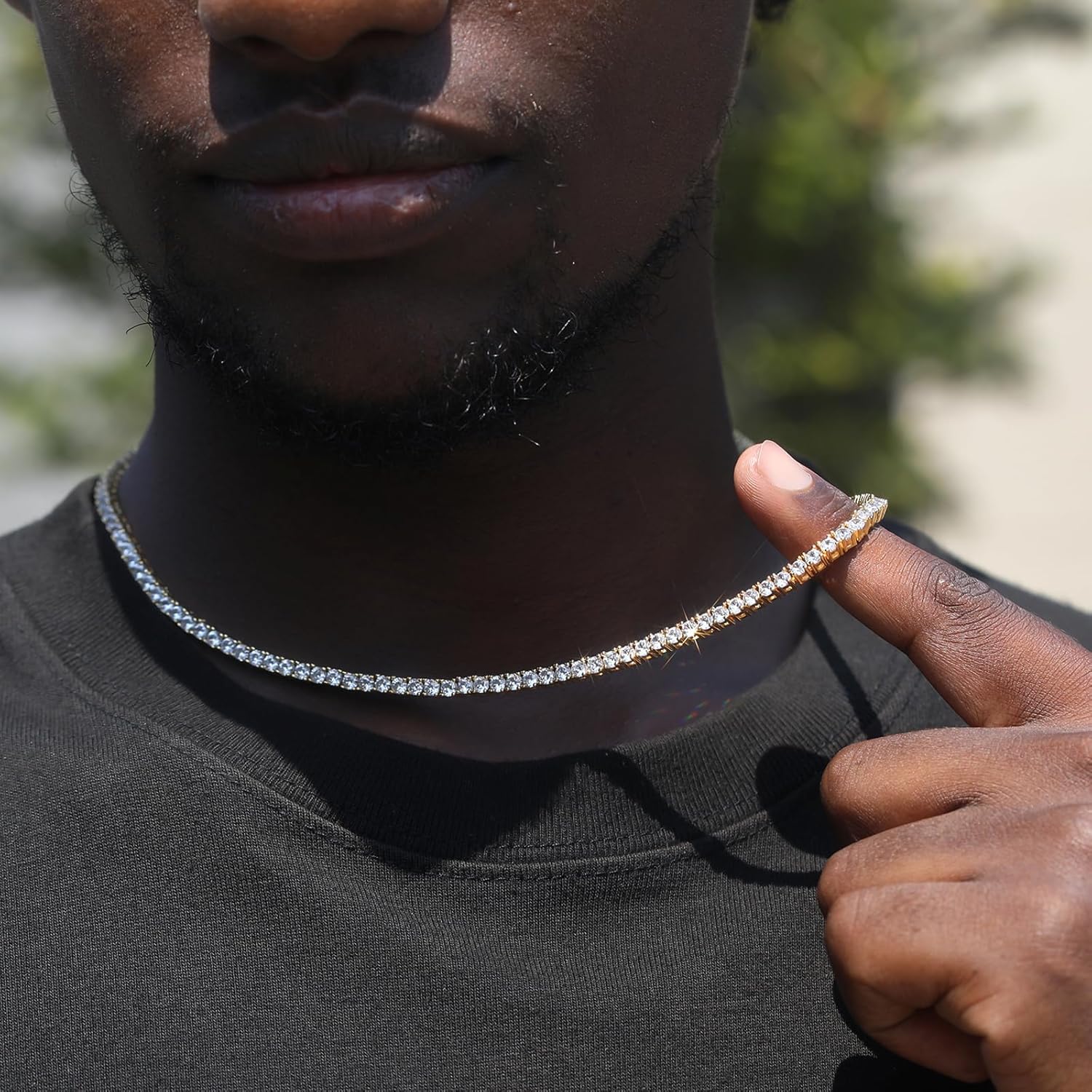 BREN Tennis Necklace - 3mm 4mm 5mm Iced Out Diamond Tennis Chain 5A Cubic Zirconia Necklace - 18K/White Gold Plated Flat Tennis Necklace for Women and Men Size 16"-22" - Image 4