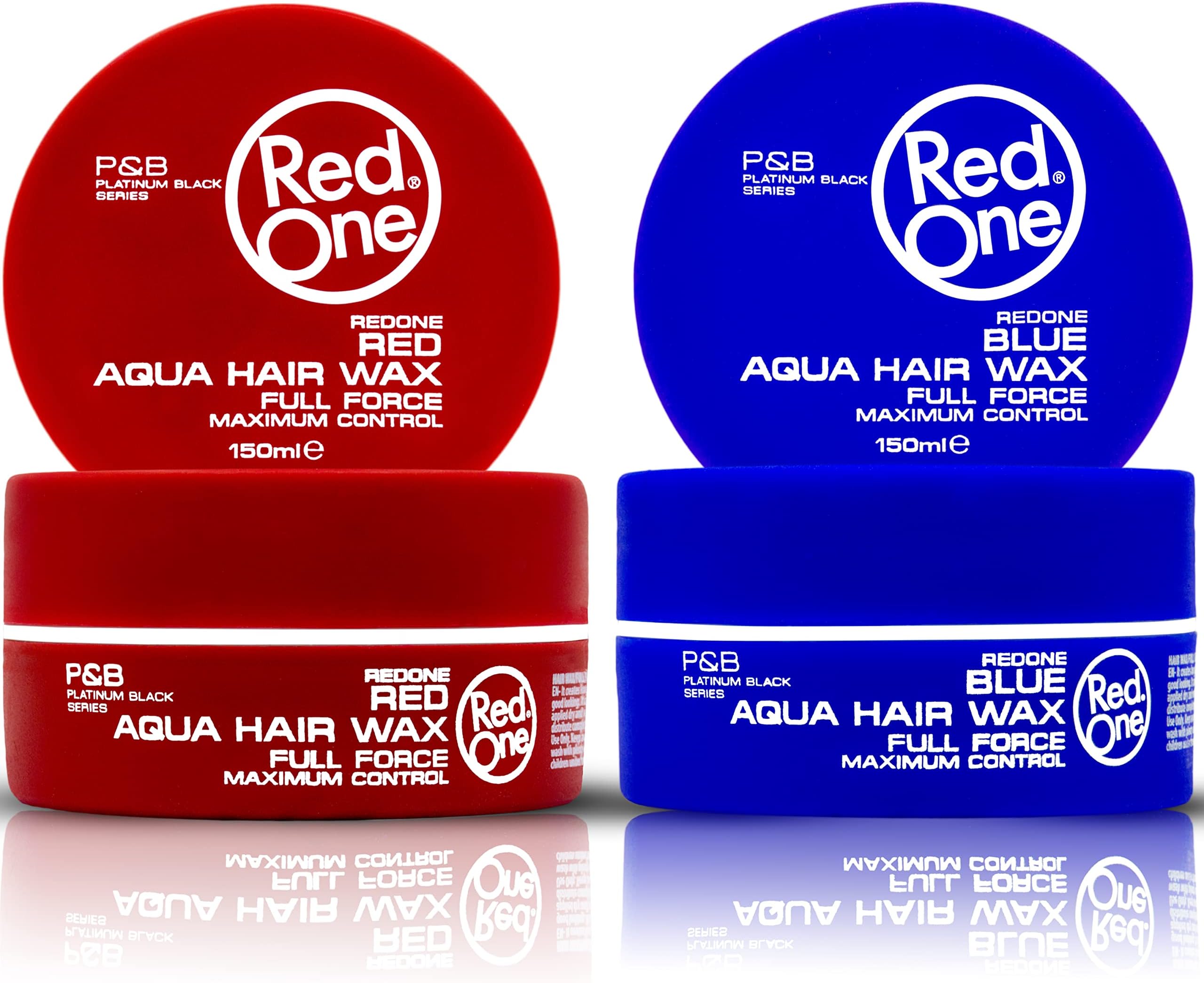 RedOne Hair Styling Wax Red & Blue 2x 150 ml | Edge Control | Hair Gel Wax | Ultra Hold | Strawberry & Bubblegum Scent | Men & Women Hair Wax | Maximum Control