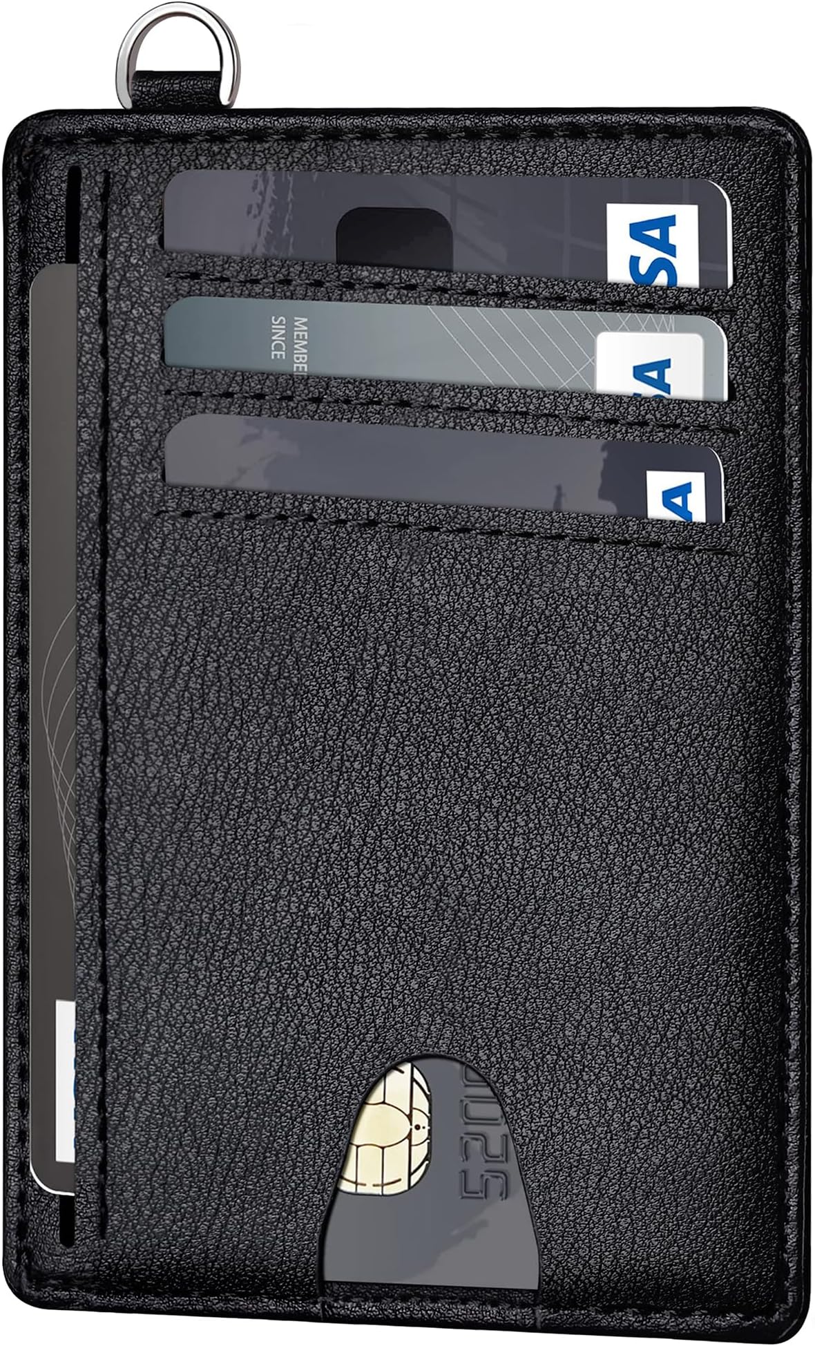 Slim Wallet, Credit Card Holder for Women, Minimalist Front Pocket RFID Blocking Card Cases, Small Wallet Women Men(Grain Black)