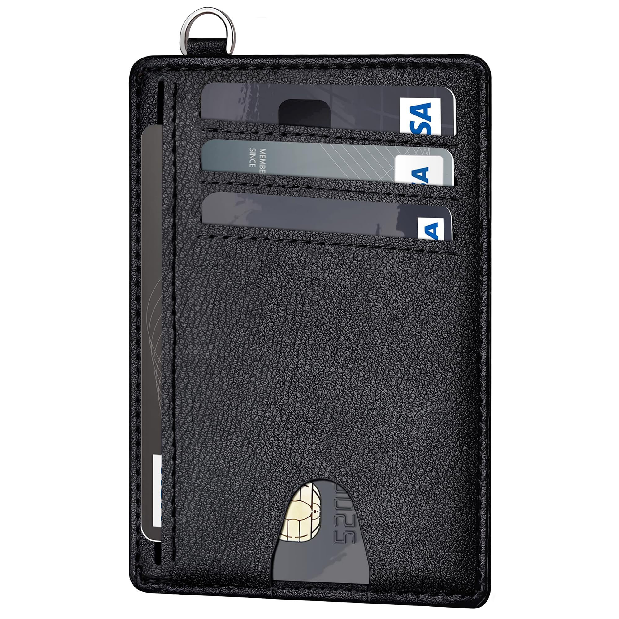 Slim Wallet, Credit Card Holder for Women, Minimalist Front Pocket RFID Blocking Card Cases, Small Wallet Women Men(Grain Black)