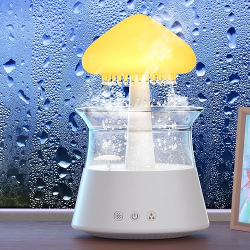 Miniatura 7 de Diffuserlove Humidificador de nube Difusor de goteo de agua de lluvia humidificador con lámpara de cascada remoto humidificador de hongos sonidos de