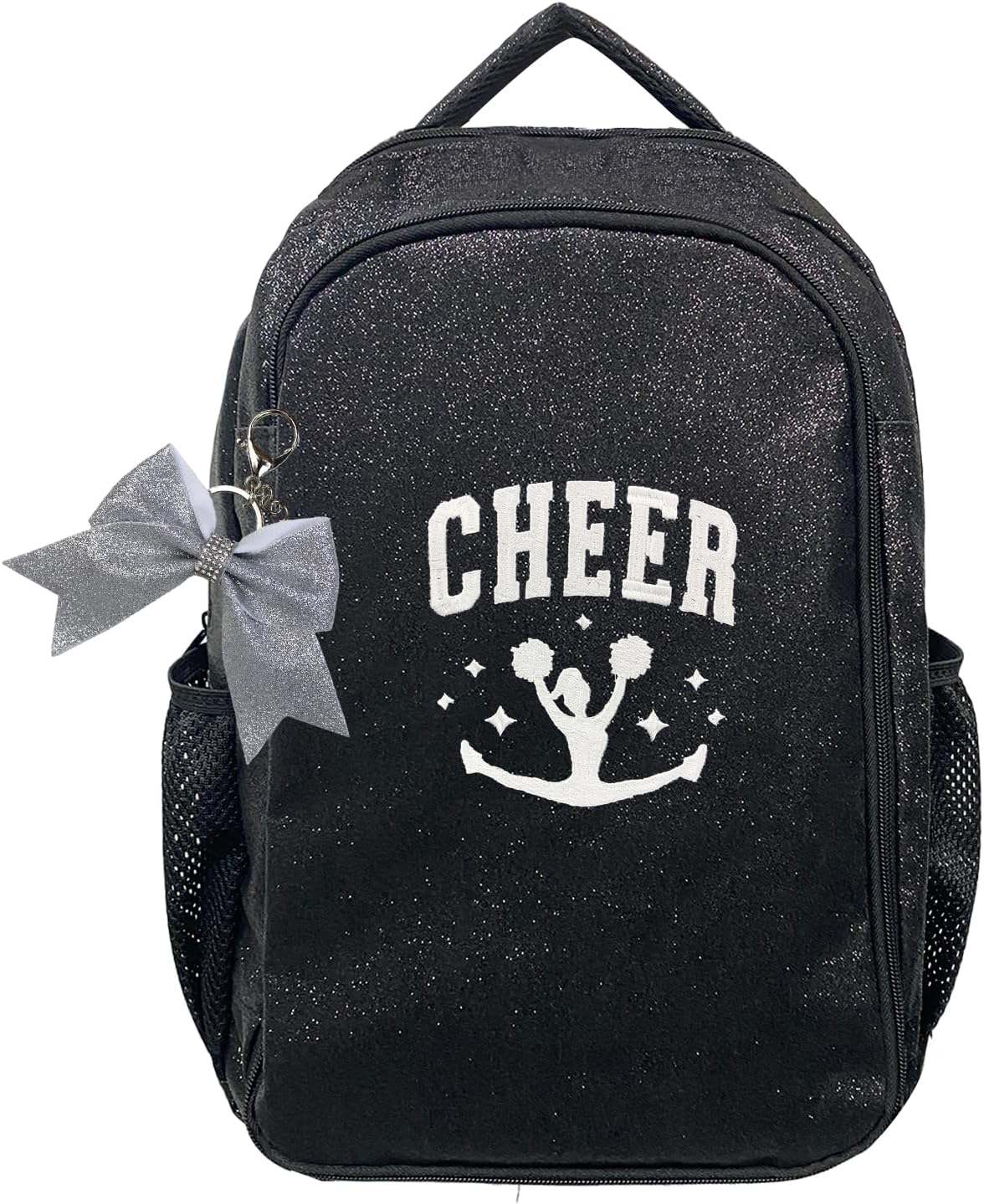 Glitter Cheer Bag Backpack for Cheerleader Embroidery Pattern Cheerleading Sequins Backpack Bag, Cheer Coach Travel Daypack
