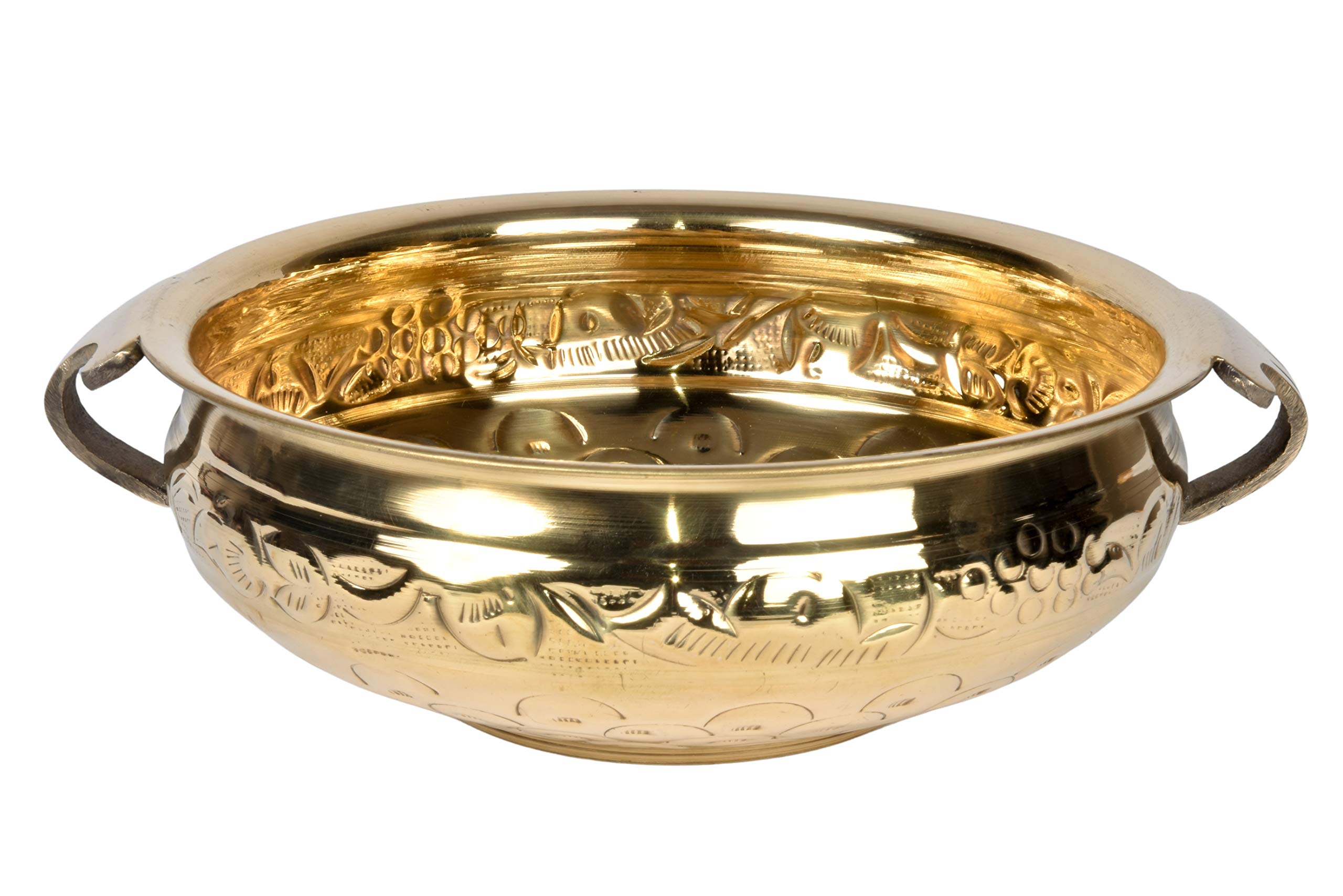 Bhimonee Decor | Pure Brass Solid Hammered Design Urli Bowl | 10-Inch Decorative Uruli (500 ML) | Traditional Brass Bowl for Home, Pooja & Festive Décor | Perfect for Floral & Candle Arrangements-image-5