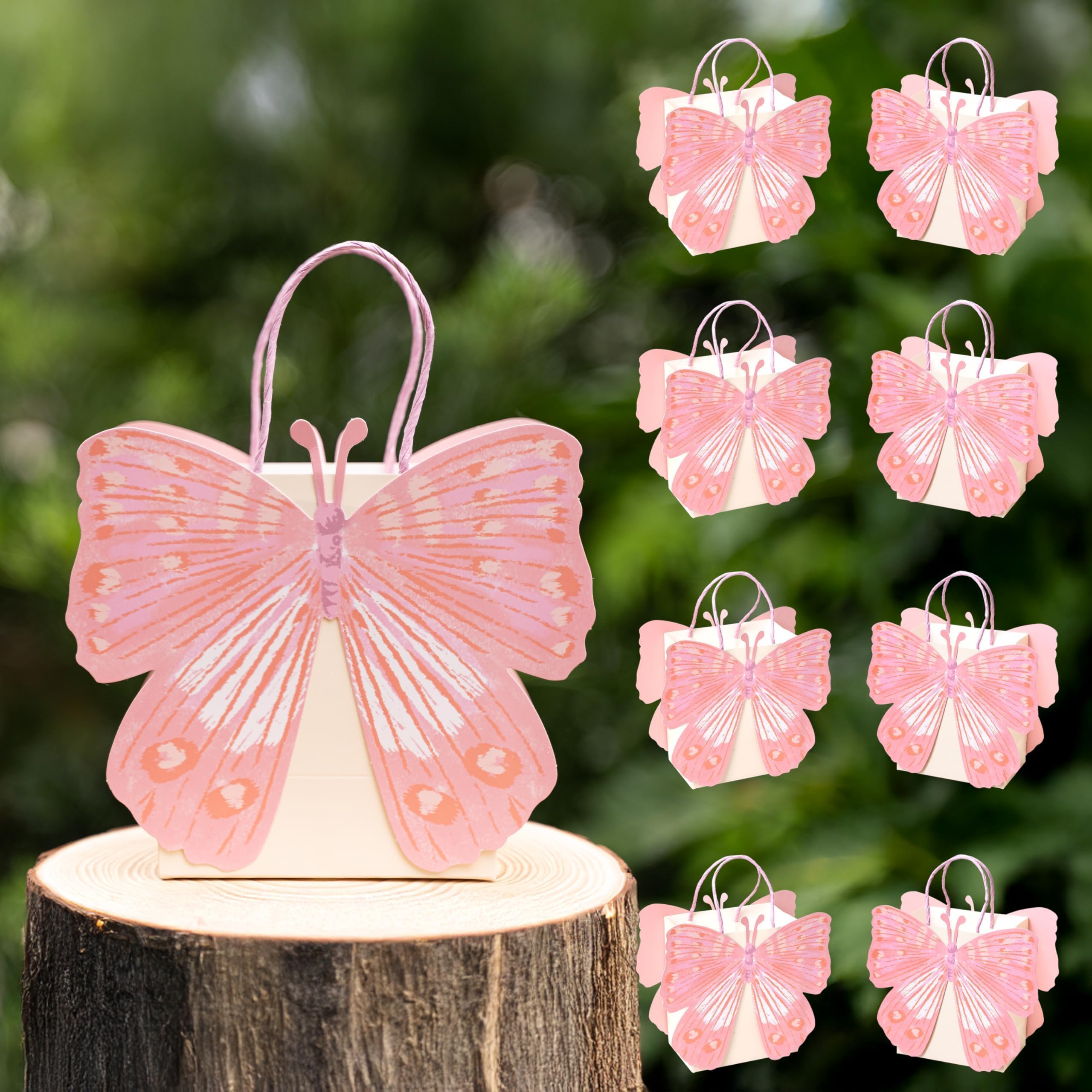 Cheerland Pink Butterfly Party Favor Bags for Birthday Baby Shower Woodland Fairy Party Decorations Candy Treat Goodie Butterfly Gift Bags for Girls