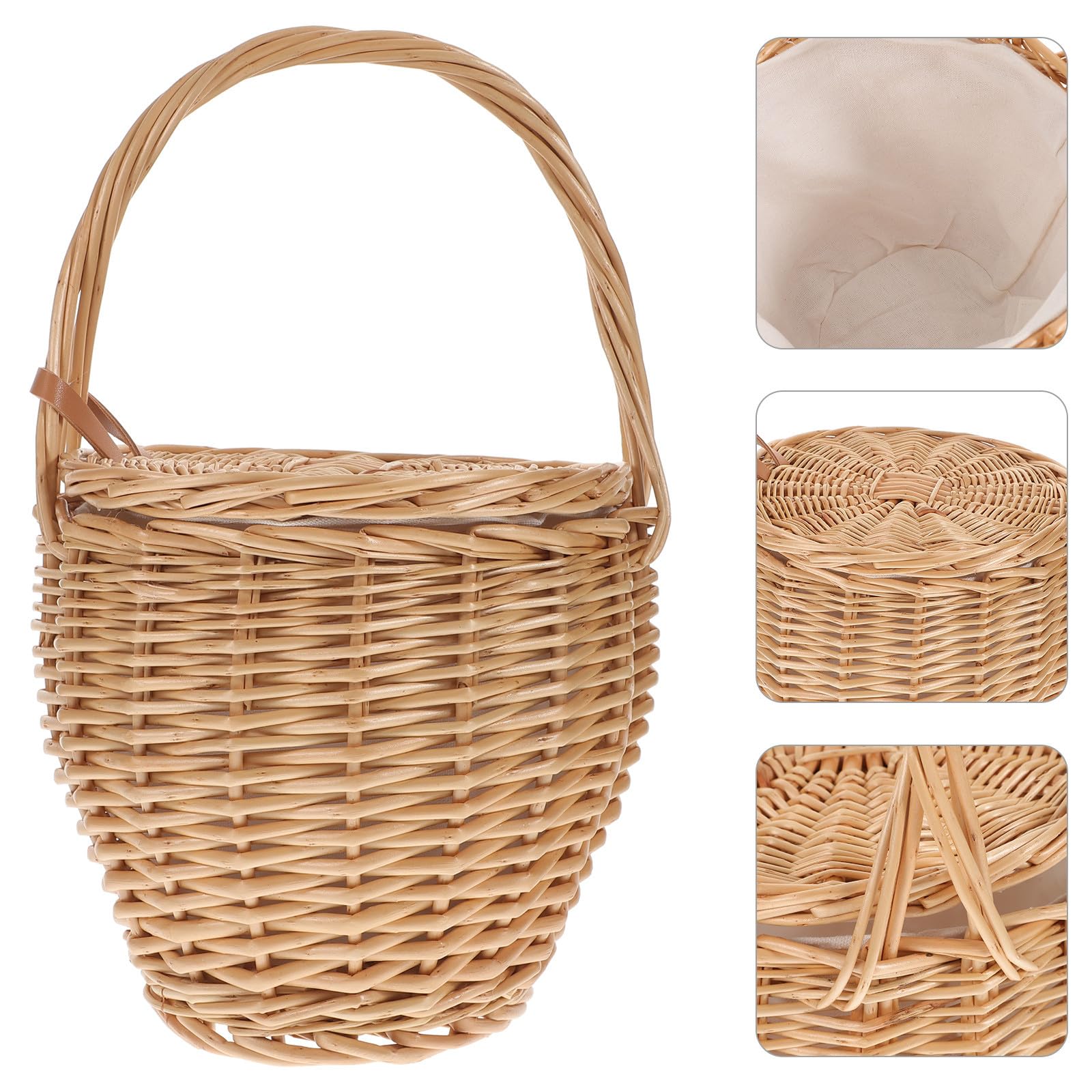 UPKOCH Handgewebte Französische Rattantasche mit Großer Kapazität Elegante Natürliche Schultertasche für Damen für Reisen und Partys Zufällige Farbe
