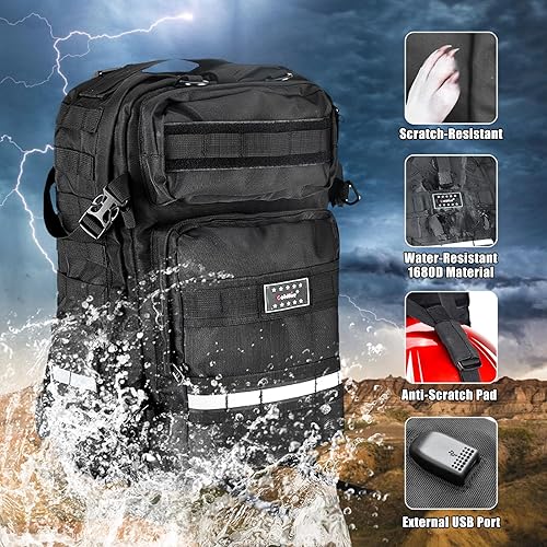 Miniatura 7 de Goldfire Mochila para casco de motocicleta para hombre, expandible de 30 L, gran capacidad, impermeable, mochila de motocicleta para senderismo, al