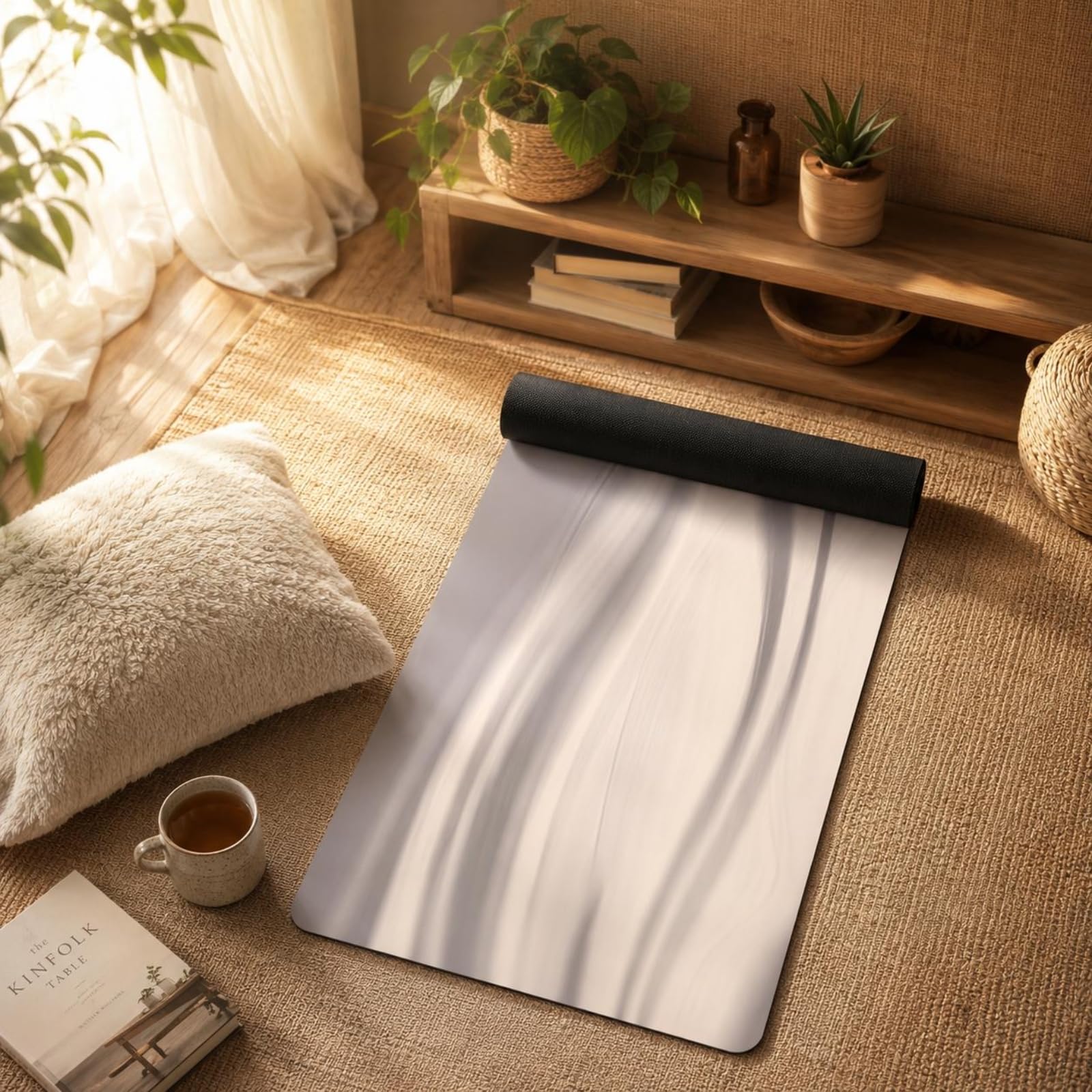 Tappetino da Esercizio Donne Tappeto Fitness Tappeto Materassino Ginnastica Cuscinetto Allenamento Spessore 5mm in PU Confortevole E Stabile Adatto per Palestra