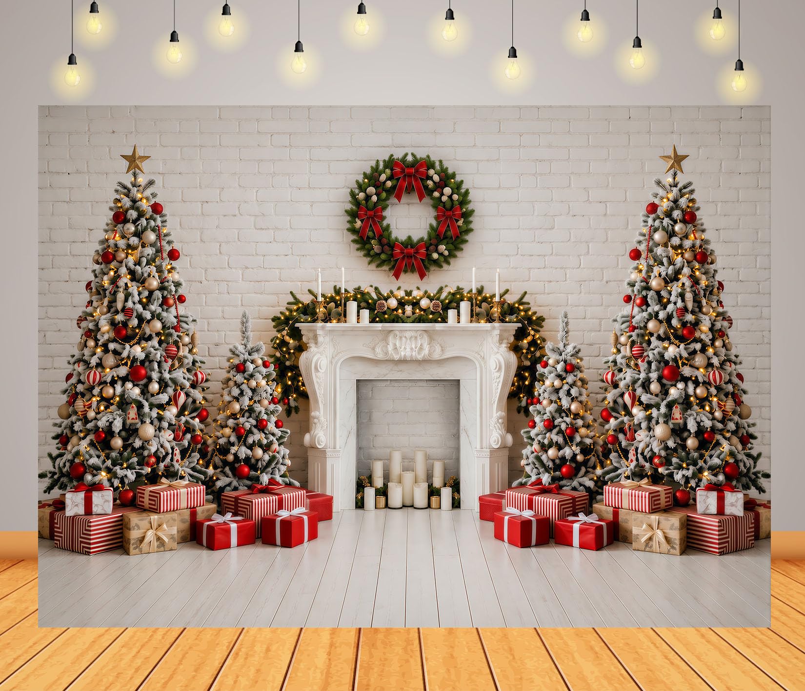 15x8FT Hogar Blanco Árbol de Navidad Fondo Fotográfico