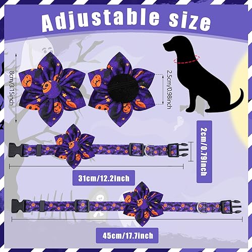 Vista 6 de Silkfly 6 collares de perro de vacaciones para Halloween, flores, otoño, arce, pavo, calabaza, collar ajustable con hebilla de plástico