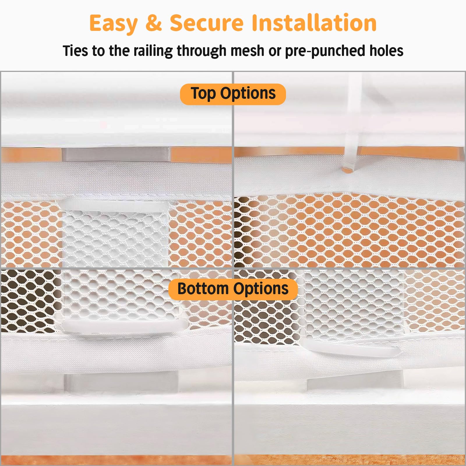 South to East Filet de Sécurité pour Garde-Corps pour Bébé, 4,5 m x 1 m, Filet de Sécurité pour Enfants, Filet de Balcon pour Animaux Domestiques, Couvre-Rampe pour Escalier, Sans Perçage, Filet en