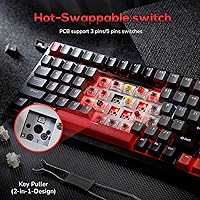 Vista 3 de RK ROYAL KLUDGE RK98 Teclado mecánico inalámbrico, 100 teclas triple modo 2.4GBT5.1USB-C, teclado para juegos intercambiable en caliente con batería