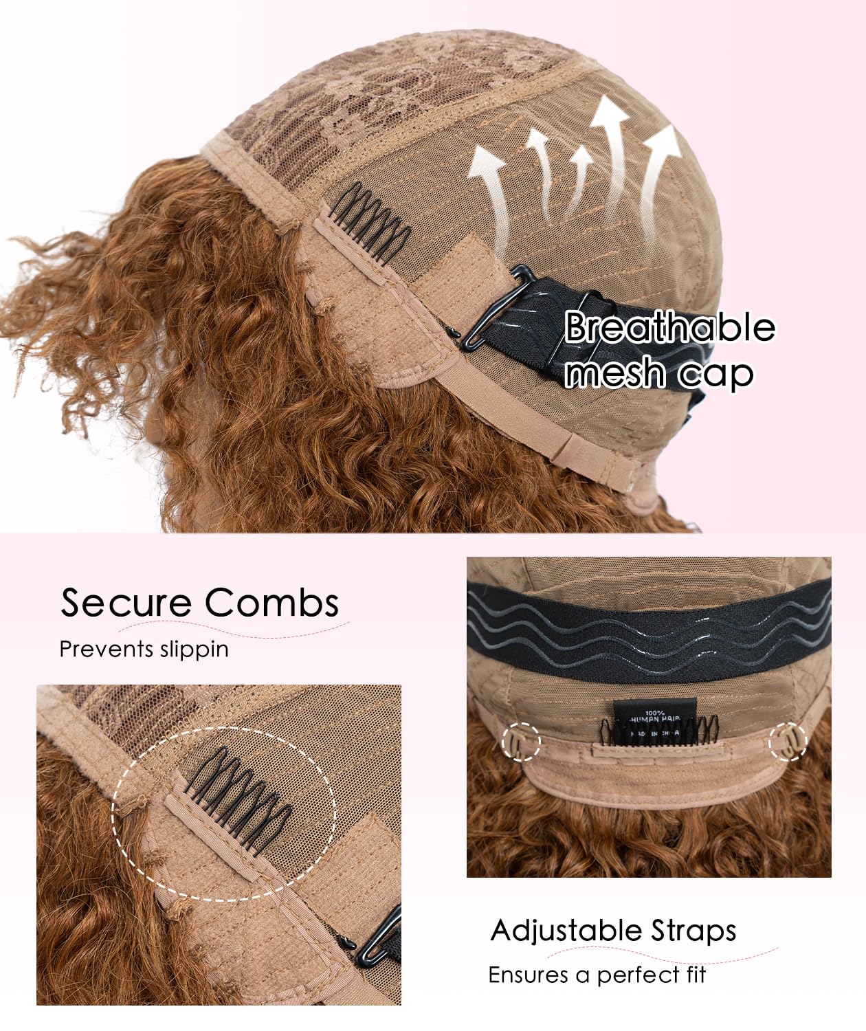 QUEEN VIRGIN REMY QVR Kinky Curly Human Hair Wig with Bangs Fluffy Curly Bob Wig for Women Wear and Go Glueless Curly Wigs for Black Women