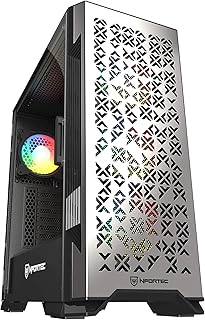 Nfortec Nekkar Tour de Jeu ATX A-RGB avec façade en Acier maillé et 4 Ventilateurs ARGB Inclus Noir/Gun Metal