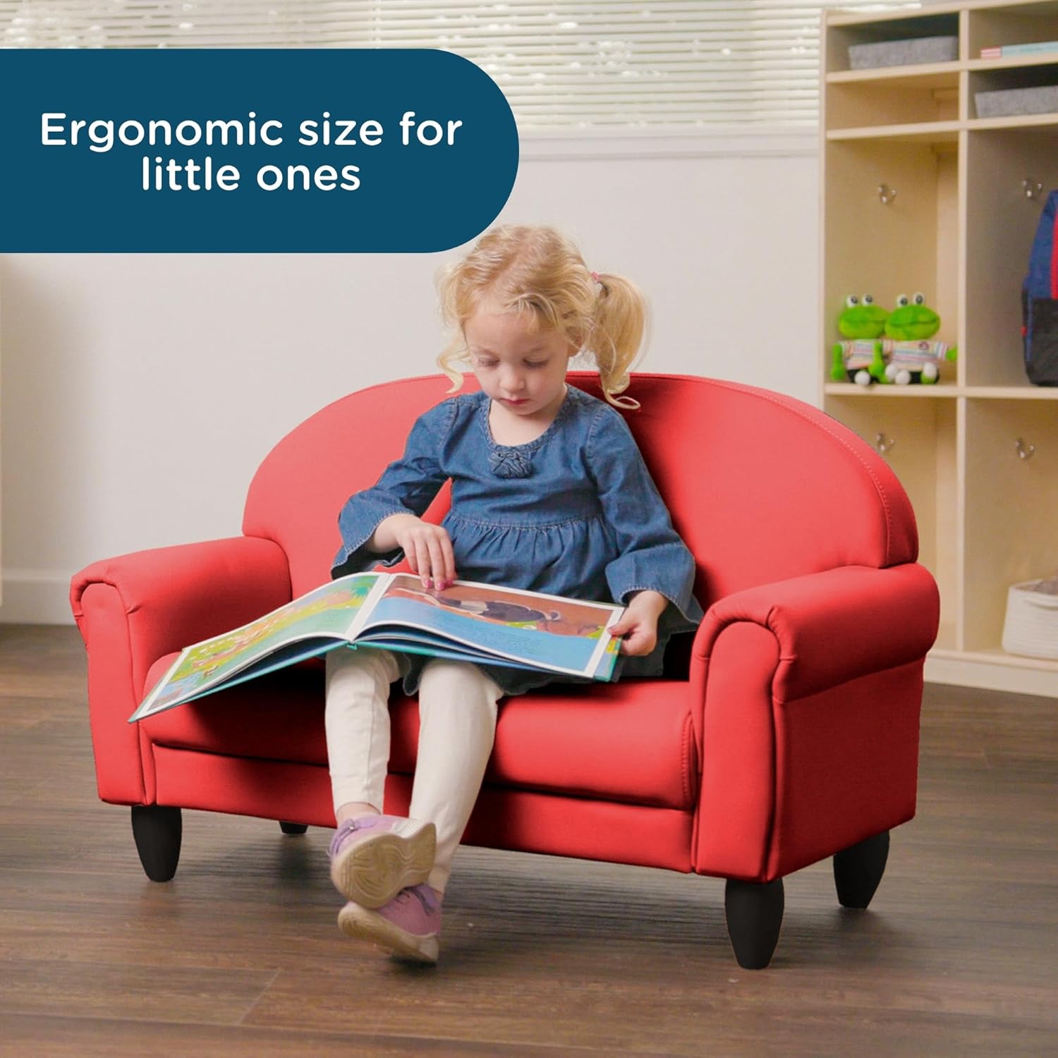 Children's Factory As We Grow Toddler Sofa, Flexible Seating for Daycare or Preschool, Kids Reading Couch, Playroom Furniture, Red - Image 3