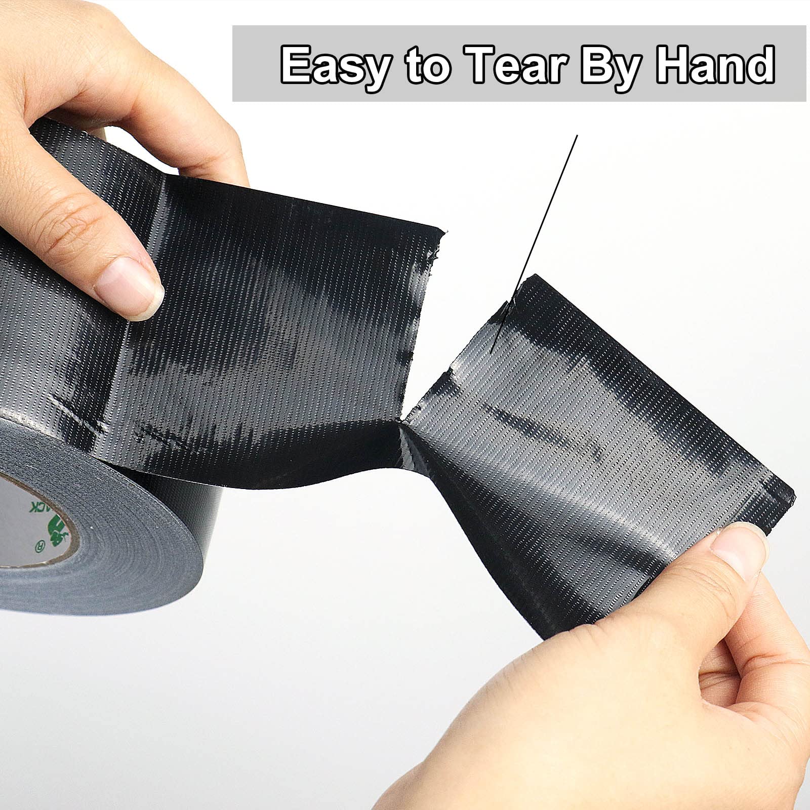 BOMEI PACK Cinta adhesiva de tela negra, 2 rollos de 75 mm x 50 m, reforzada, resistente al agua, cinta adhesiva resistente para fijar reparaciones, manualidades, etiquetado, cajas de sellado para