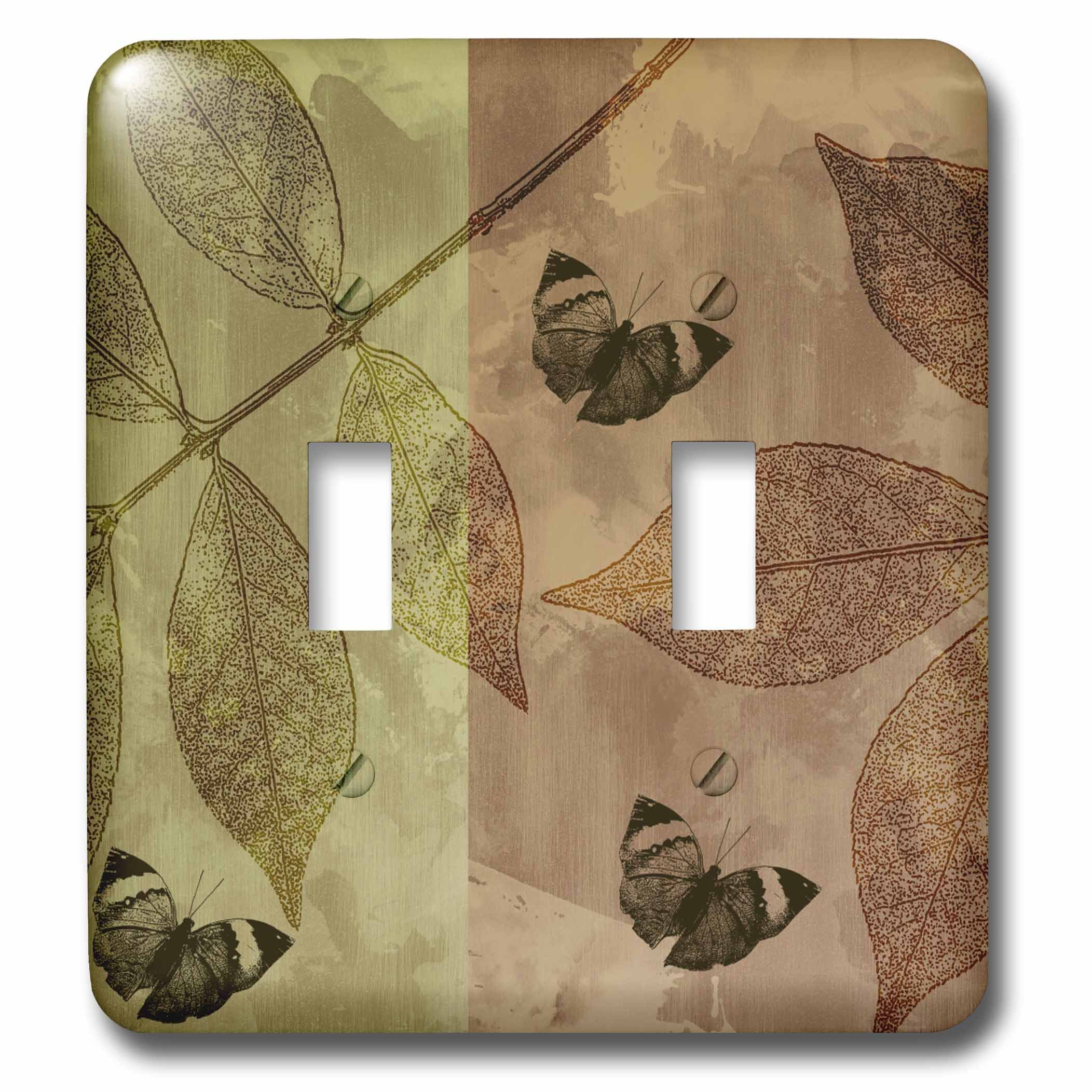 Interrupteur double papillons dorés déco interrupteur mural marron motif nature salon salon