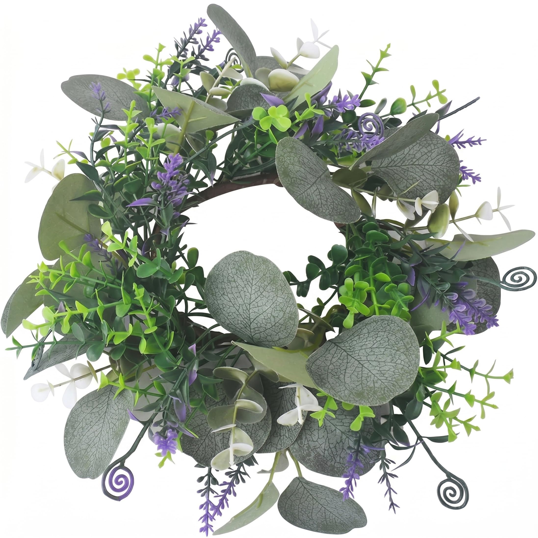 Yeaxxsqy Candle Rings Wreaths: Eucalyptus Candle Rings, Realistic Artificial Greenery Wreath for Pillar Candles, Home Decor - 25cm Green