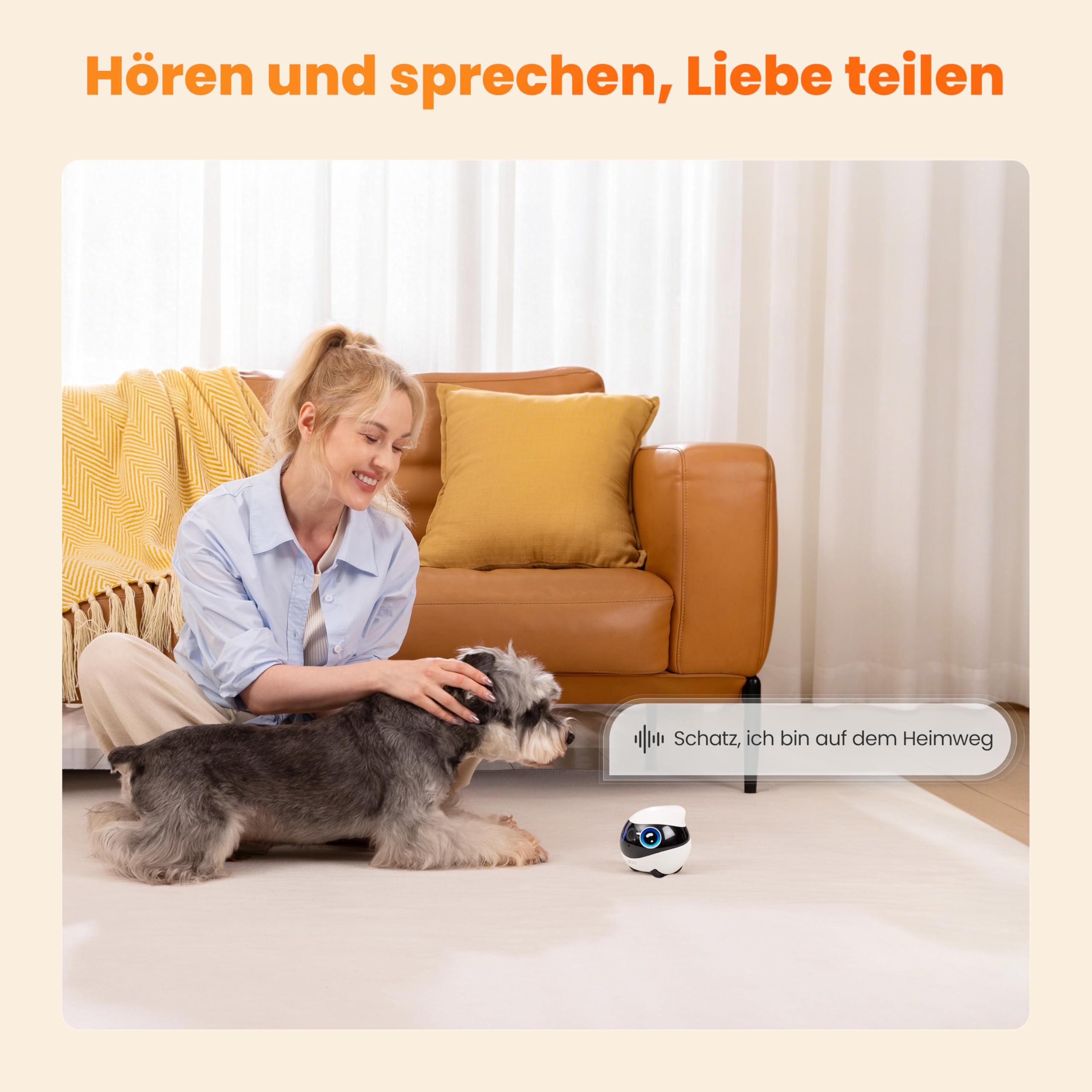 EBO Mini FamilyBot Mobiler Heimroboter mit 2K-Kamera Für Familie&Haustiere | Kompakter mobiler Roboter: Fahre durch dein Zuhause, prüfe Räume und sieh nach Familie oder Haustieren unterwegs.
