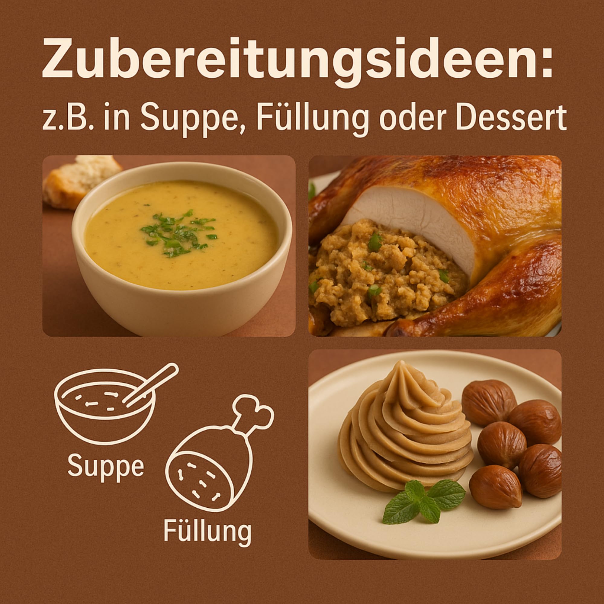 Maronenpüree 900g 3er Pack – Beilage, Suppen, Füllungen & Desserts