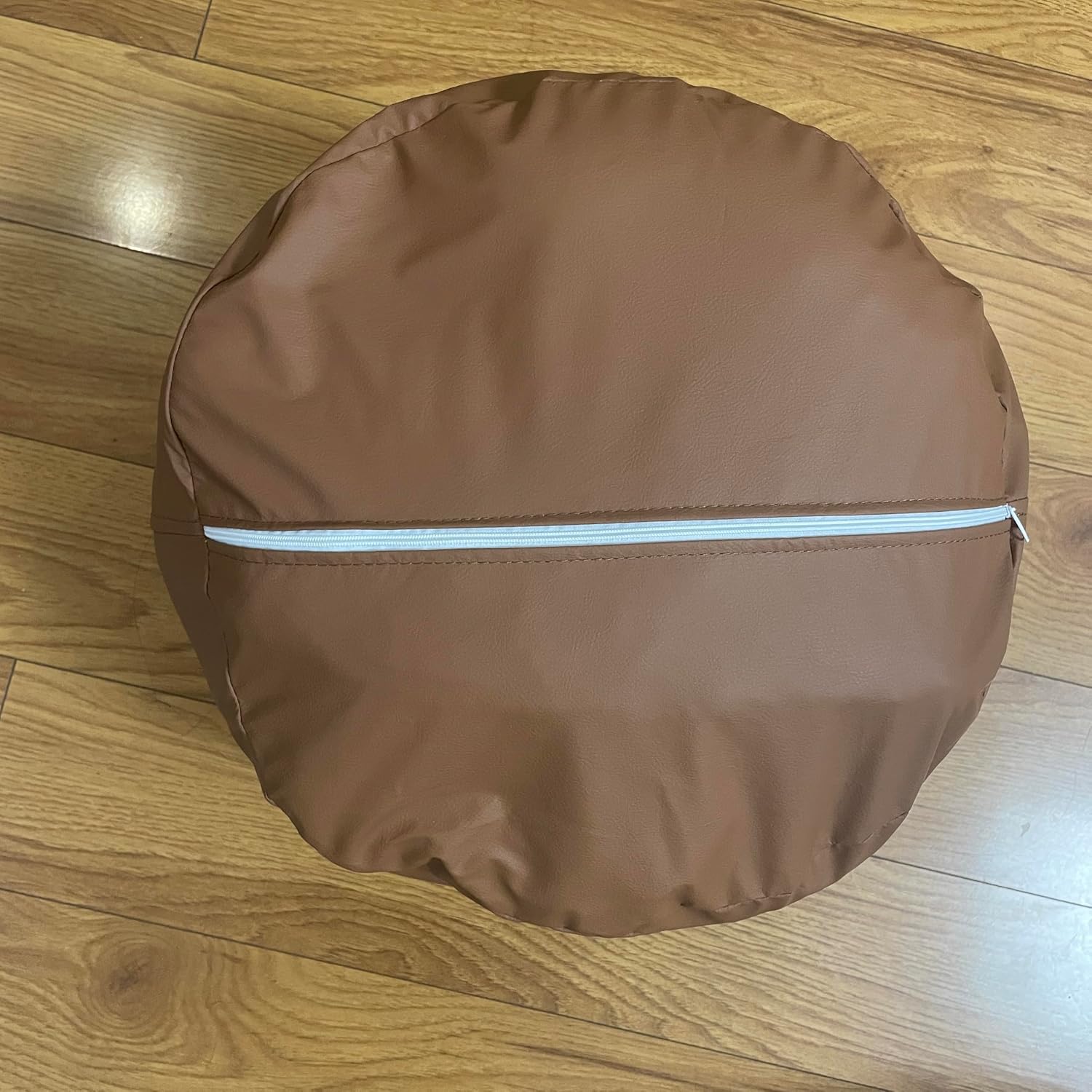 Round Pouf Ottoman Cover Only, 20" Faux Leather, No Filling Included