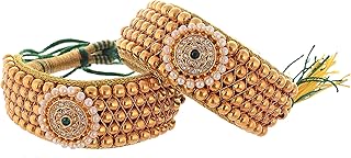 Handicraft Kottage Women's Traditional Gold Plated Royal Rajasthani Look Pochi Armlet Kada | Bajuband Armlet | Bangles Set...