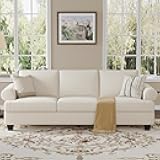 91 Inch Lawson Sofa with Extra Deep Seats Oversize, Mid-Century 3-Seat Sofa Couch, for Living Room, Apartment, Lounge, White