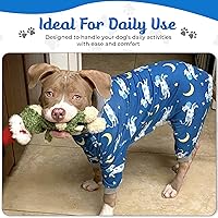 Vista 4 de Tooth & Honey Pit Bull - Pijama para perro con estampado de vaca, luna y estrella, con cobertura completa, pijama ligera para perros grandes