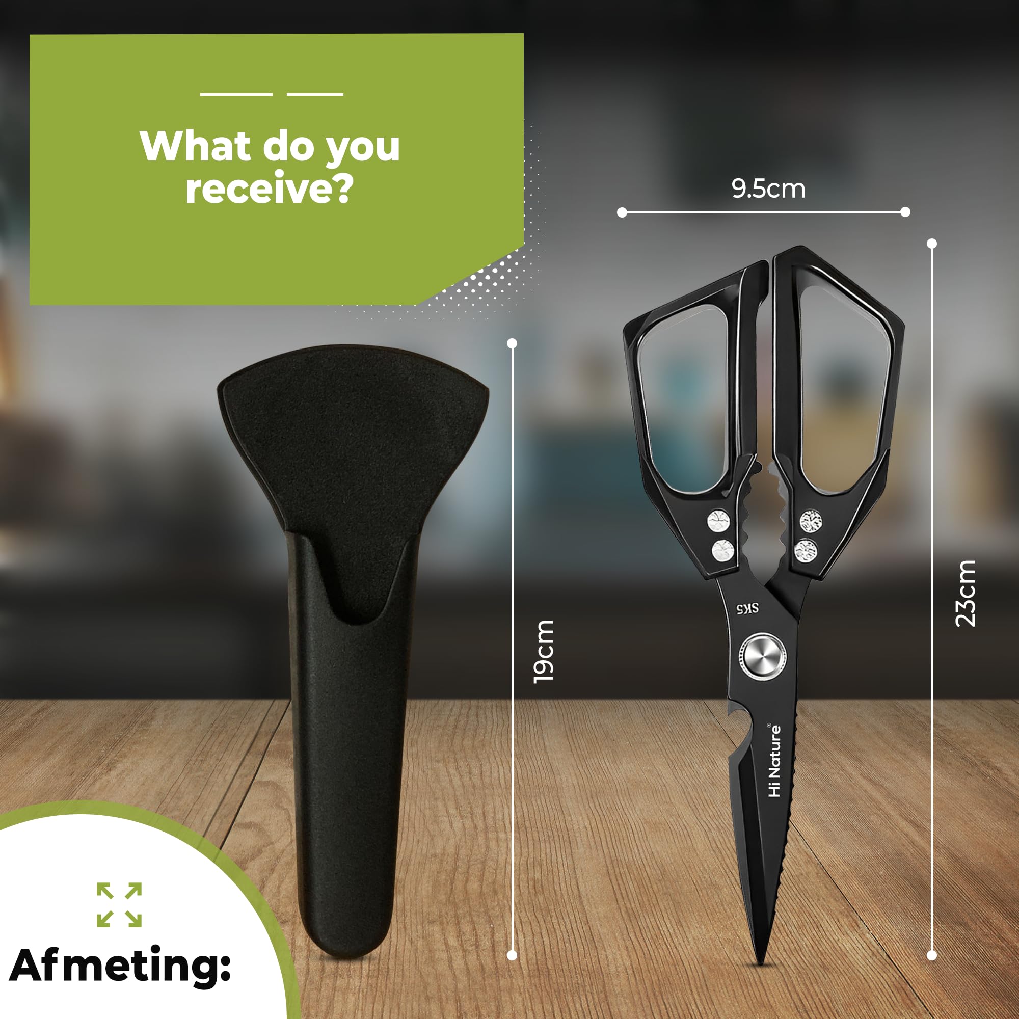 Forbici da Cucina Professionali in Acciaio Inox Hi Nature Multiuso con Coprilama Protettivo