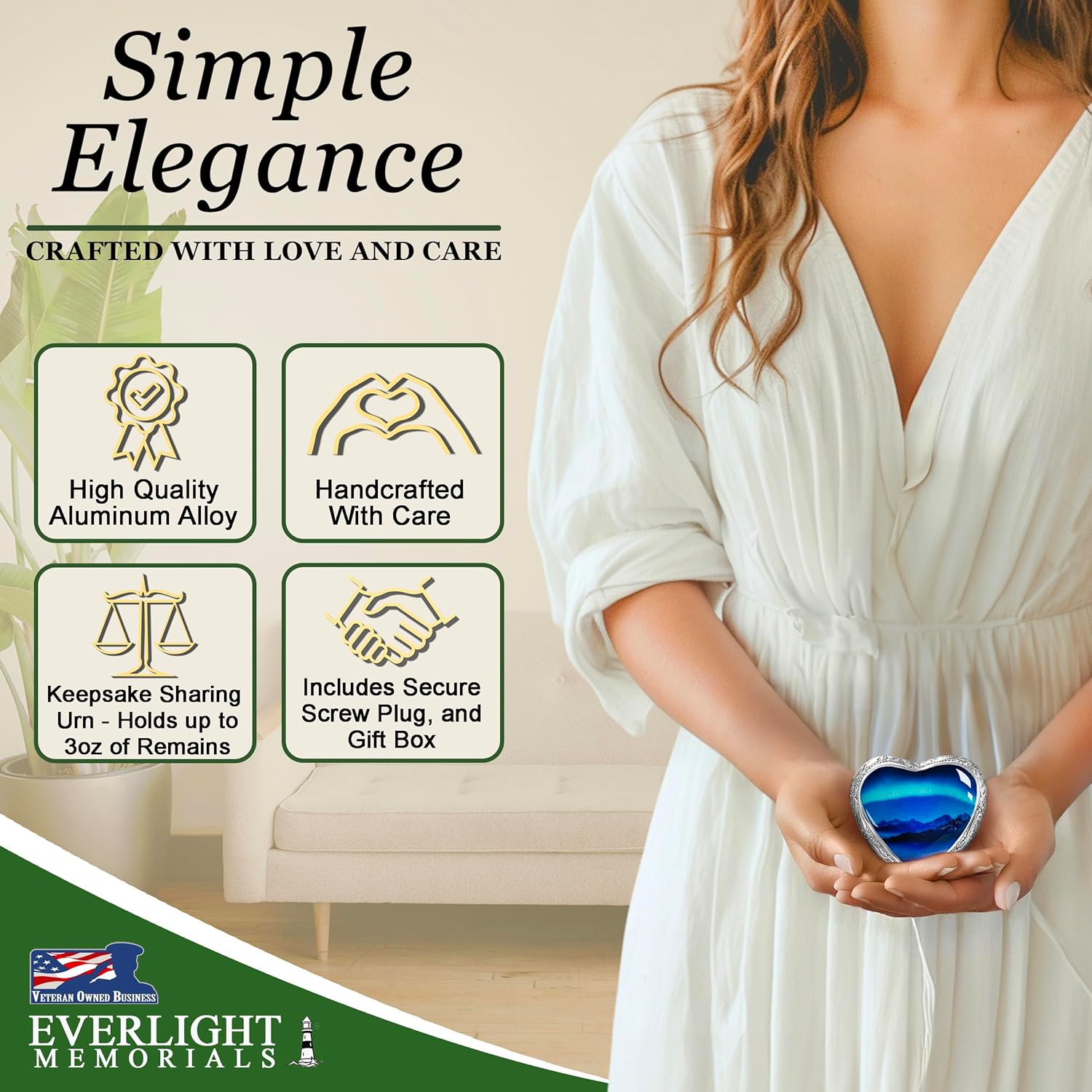 Heart Shaped Keepsake Cremation Urns for Human Ashes - Aurora Borealis Small Keepsake Urn for Men Women Children Pets - Burial Urns - Image 2