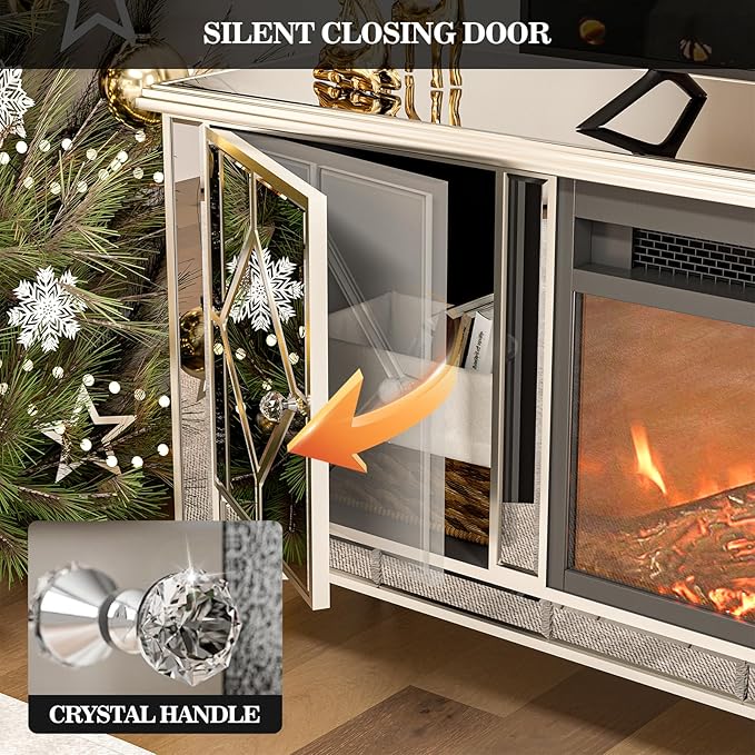 Soporte para TV IKIFLY con chimenea eléctrica plateado miniatura 6