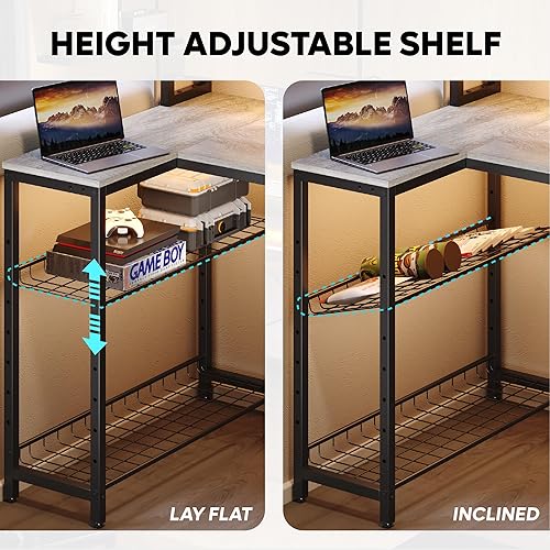 Miniatura 7 de Bestier Escritorio para computadora de 71.5 pulgadas con tomas de corriente, escritorio LED de oficina en casa con soporte largo para monitor,