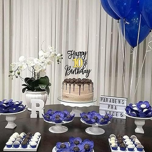 Miniatura 4 de 1 PCS Decoración para Pastel Feliz Cumpleaños Número 10 Negro Dorado con Purpurina Brindis por 10 Años Selección de Pastel de Cumpleaños 10 Fabuloso