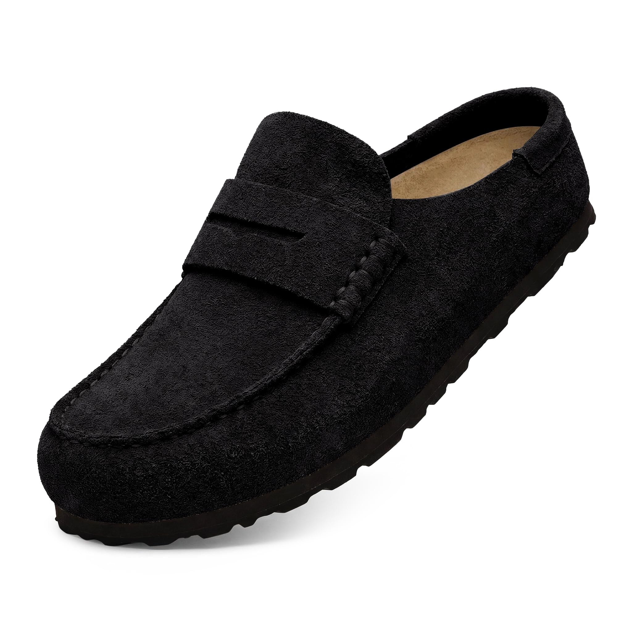 Como Cocooned – Unisex Geschlossene Pantoletten aus Echtleder | Atmungsaktiv & rutschfest | Kork-Fußbett & Eva-Sohle |Clogs & Freizeitschuhe für Damen und Herren
