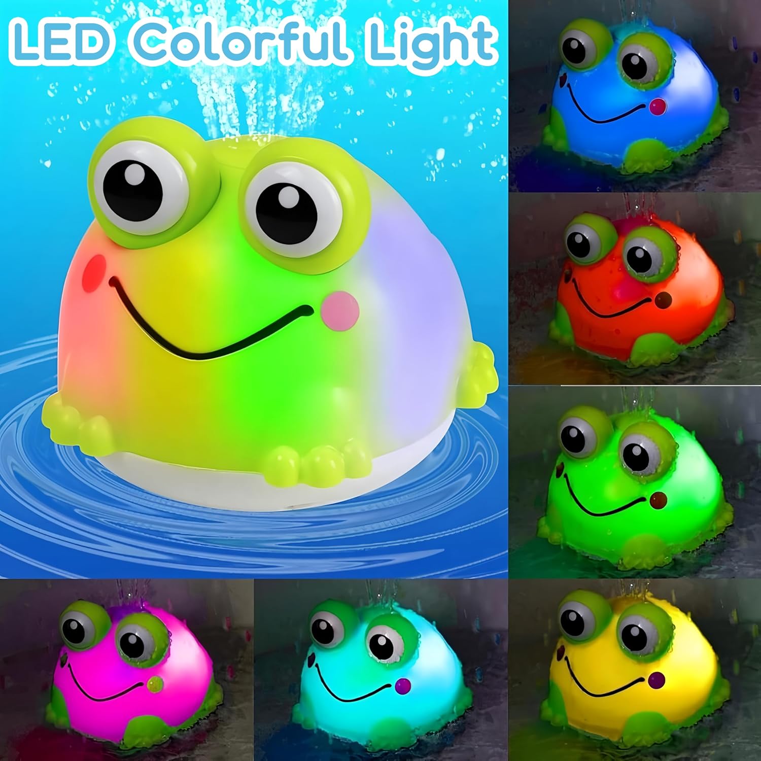 Light Up Bath Toys for Babies 6-12 Months,Rechargeable Frog Baby Bath Toy Sprinkler Bathtub Water Pool Toys for Kids Ages 1-3 Water Bathtub Fountain Toys,Infant Toddlers Boys Girls Birthday Gifts