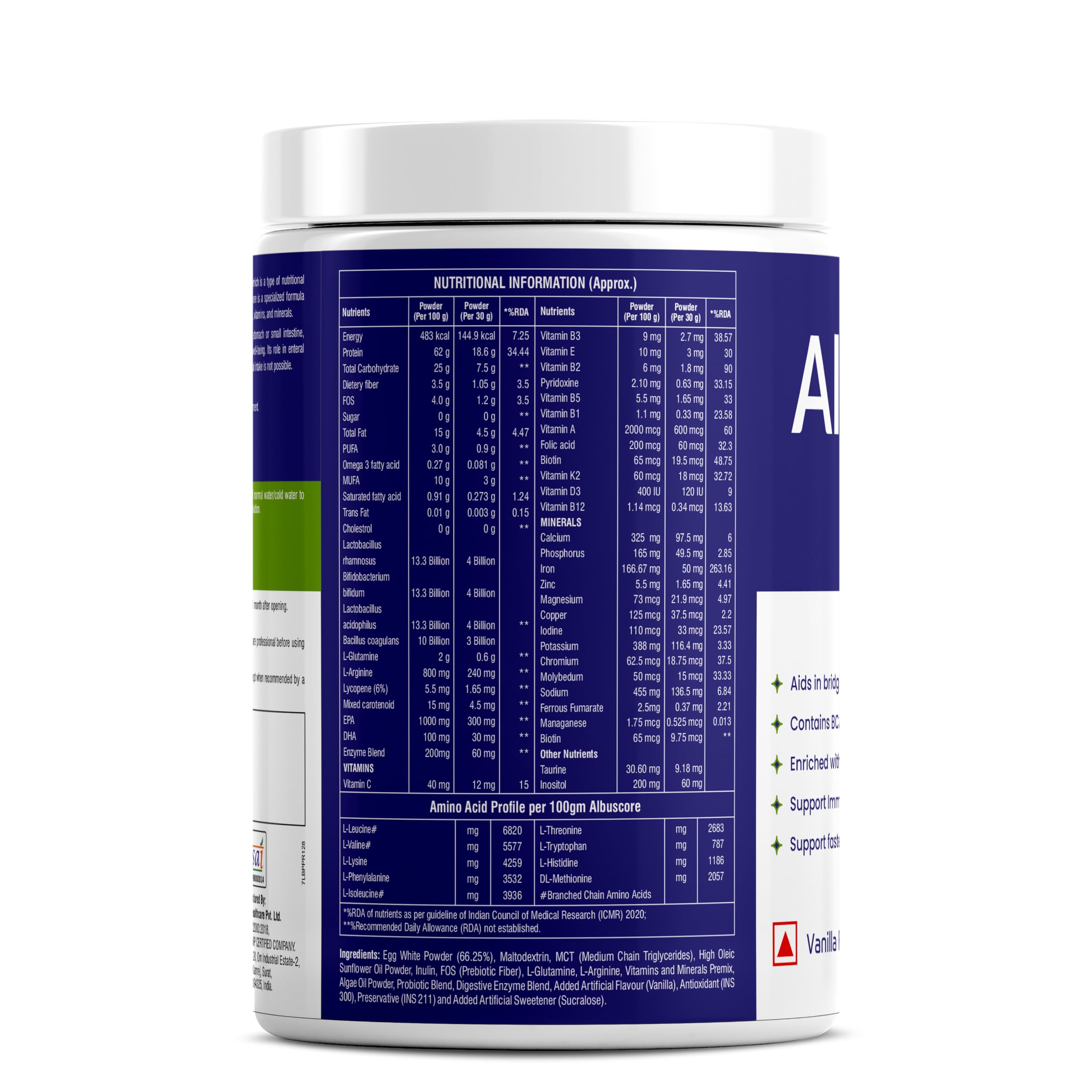 Albuscore Albumen Powder – Pure Egg White Supplement | Lactose-Free, Keto-Friendly Source (Pack of 1, Vanilla) 1
