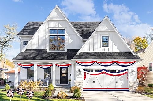 Miniatura 5 de Banderines de bandera estadounidense  Decoración patriótica de bandera de Estados Unidos para el 4 de julio, grande, rojo, blanco y azul, 18