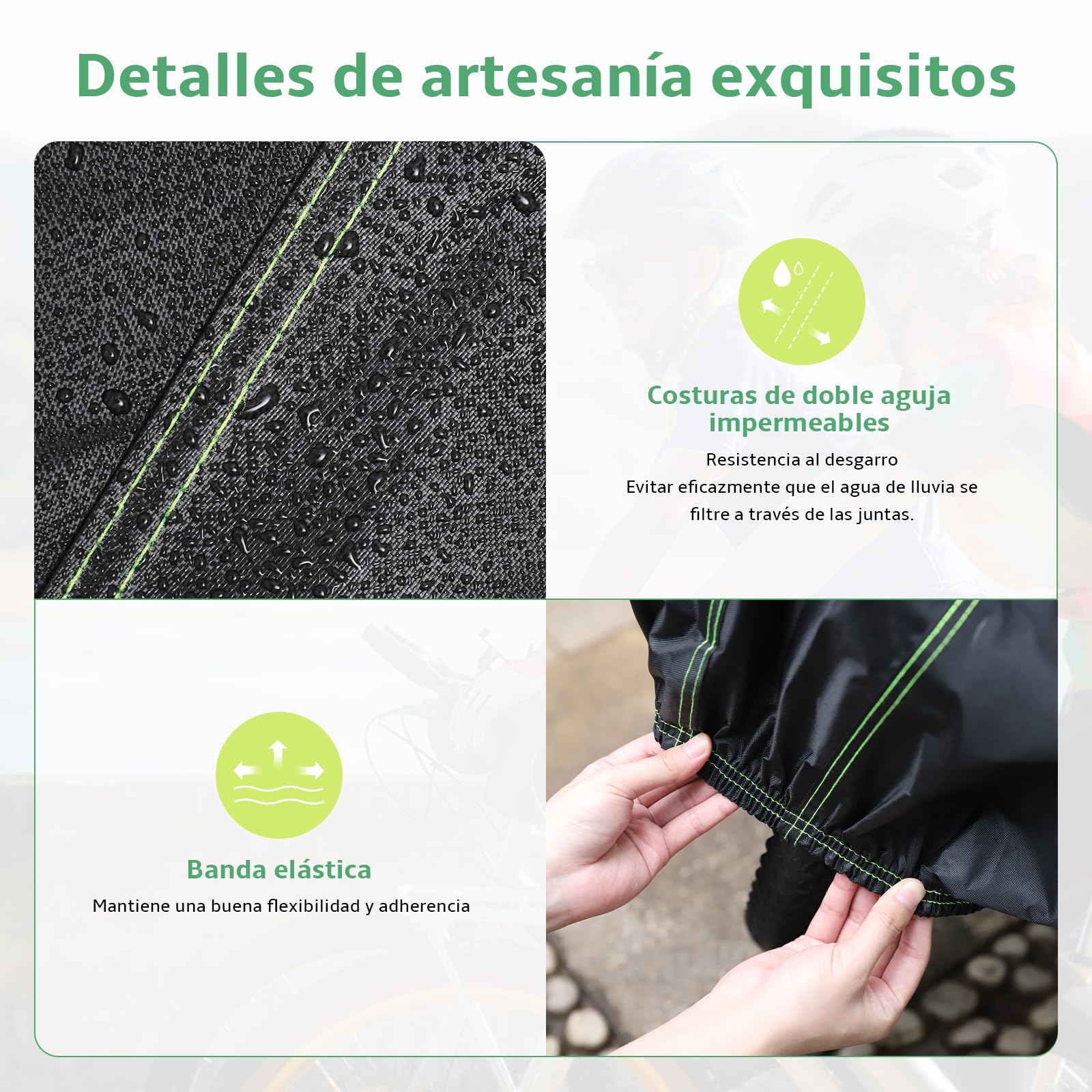 Funda Bicicleta Exterior Impermeable 500D Tejido Ripstop, Funda Bici Anti-UV Resistente a Viento y Polvo, 210x100x110 cm, Cubierta Protección para Bicis Montaña, Carretera, Eléctricas y Motos