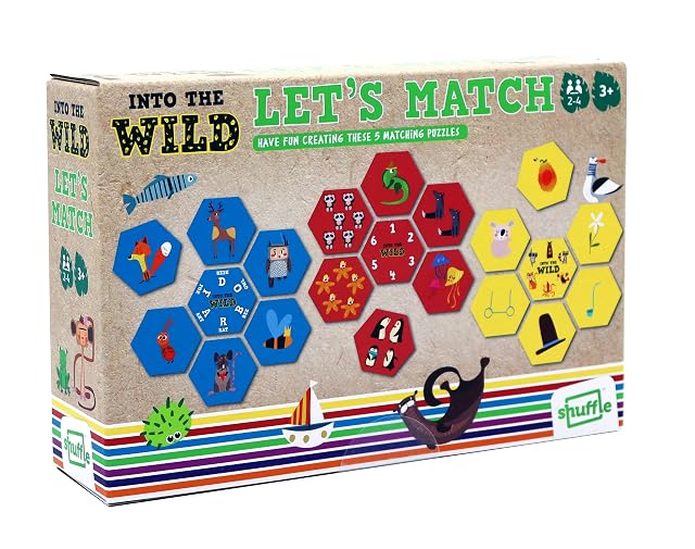 Shuffle Into The Wild Let's Match: diviértete creando Estos 5 Rompecabezas a Juego, para 2 a 4 Jugadores