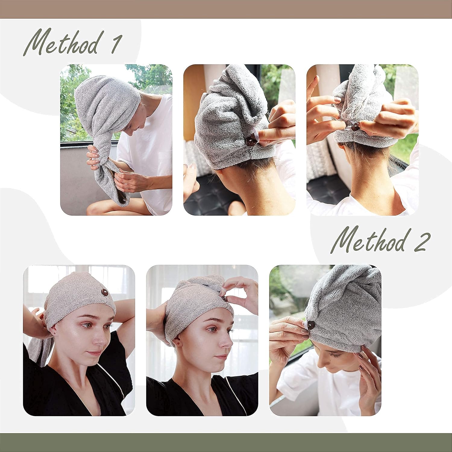 myHomeBody Moms Hair and Body Bundle - 3 Pack Premium Foam Bath Sponges with 1pc Charcoal Fiber Hair Towel Wrap