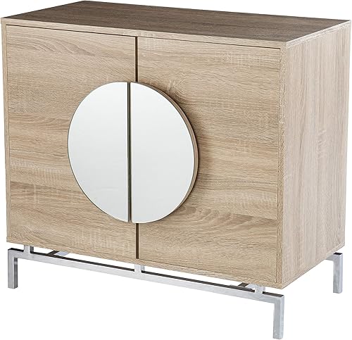 SEI Furniture Northdom AMZ5044111ZH - Armario de barra de almacenamiento de vino, natural/cromado