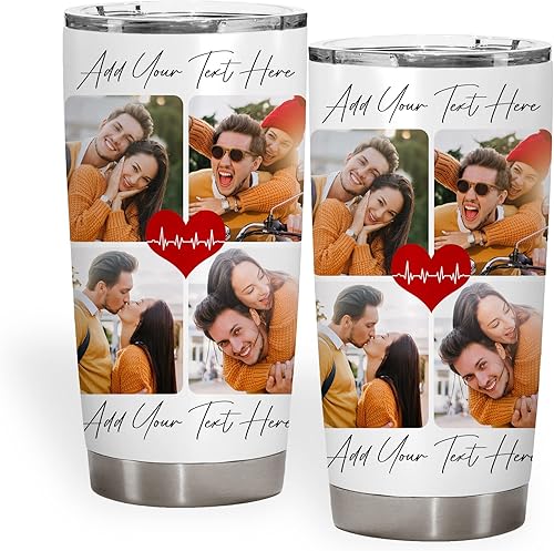 Vasos de café personalizados, taza de café personalizada, tazas personalizadas con imagen, regalos con fotos personalizados para parejas, acero