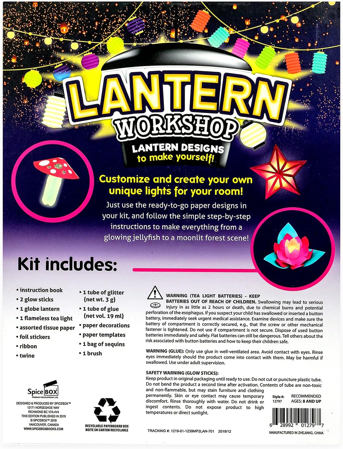 Make & Play: Lantern Workshop - DIY 11 Magical Glow Crafts Activity Set, Paper & Upcycled Materials, Glow Sticks & Flameless Tea Light, Kids Ages 8+