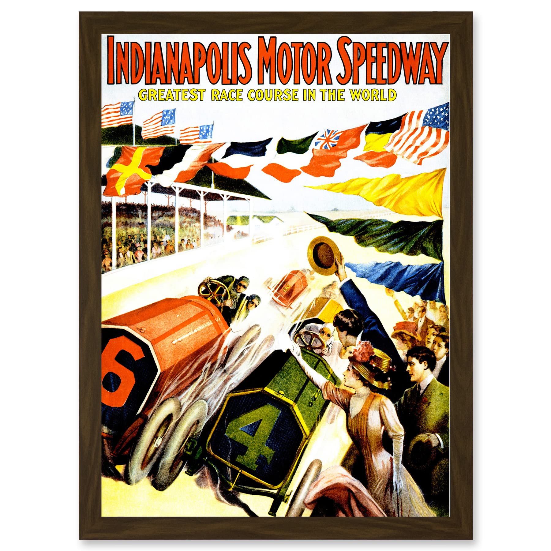Artery8 Sport Race Indianapolis Motor Speedway Car Flag Indy 500 A4 Artwork Framed Wall Art Print