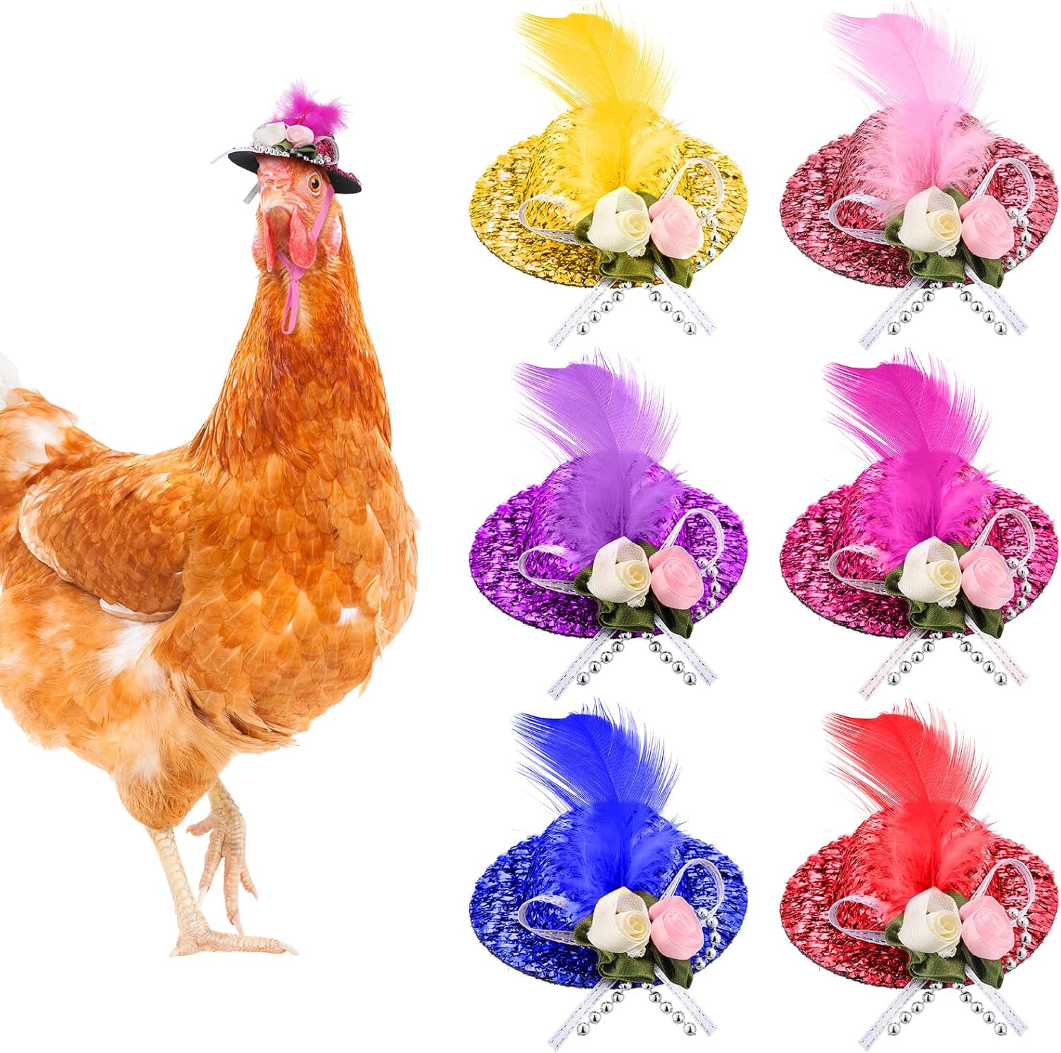 6 Sombreros para Gallinas, Accesorios Divertidos para Mascotas Pequeñas