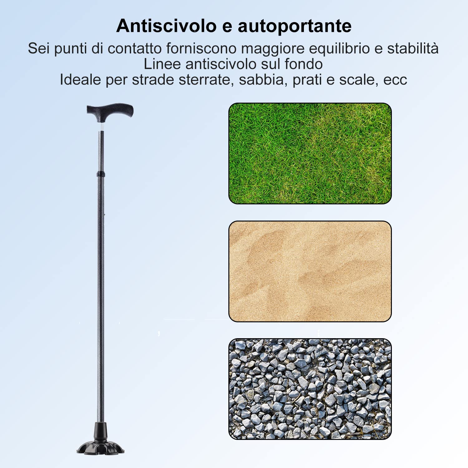 supregear Punta di Canna in Gomma 2-Pack, 19 mm Puntale Autoportante per Stampelle, Antiscivolo con 6 Gambe per Bastoni da Passeggio, Canna Accessorio